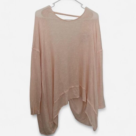 Free People cream pink Knit Twist Back Top – Boho Cozy Girl XS - Picture 2 of 6